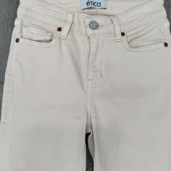 IRO Micki Cropped Flare Jean with Chewed Hem in Off White Size 25 - Picture 3 of 6
